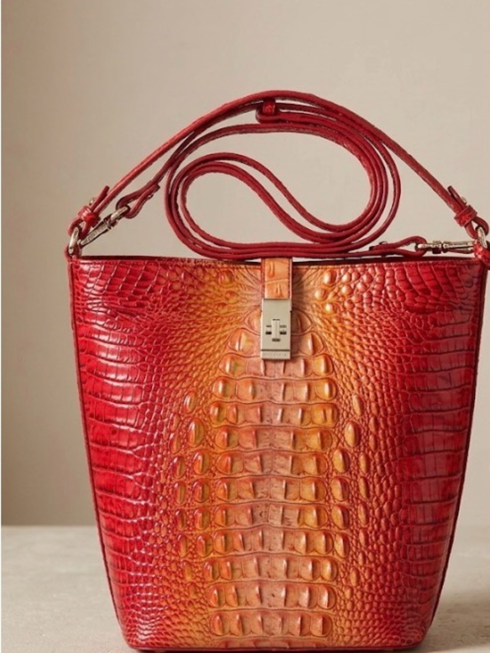 Brahmin Shira Infusion Ombré Croc-Embossed Bucket Shoulder Bag